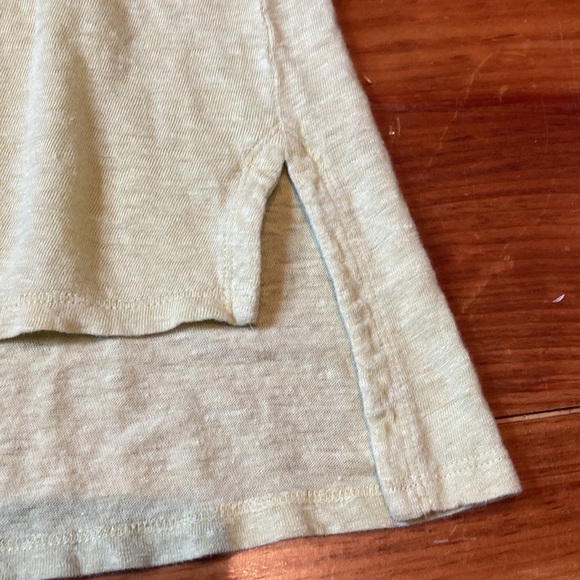 EILEEN FISHER M Lemon Irish Linen Hi Lo Blouse 3/4 Sleeve Boat Neck Crew - Picture 4 of 6